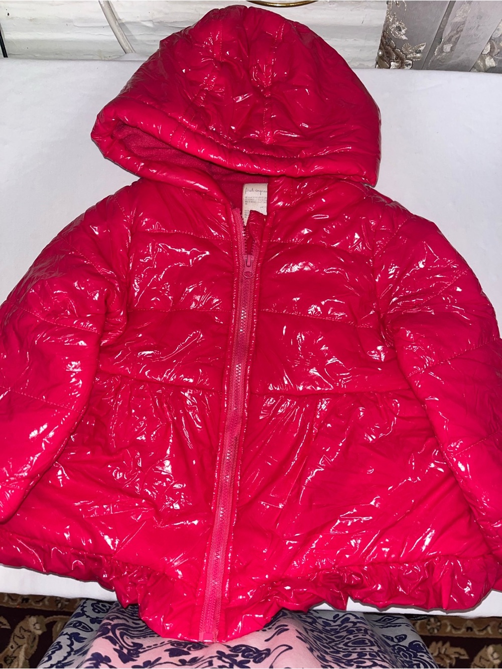 First Impressions Shiny Hot Pink Hooded Puffer Jacket